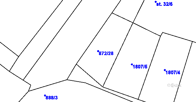 Parcela st. 872/28 v KÚ Bobnice, Katastrální mapa