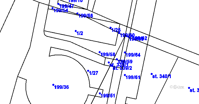 Parcela st. 199/58 v KÚ Bobnice, Katastrální mapa