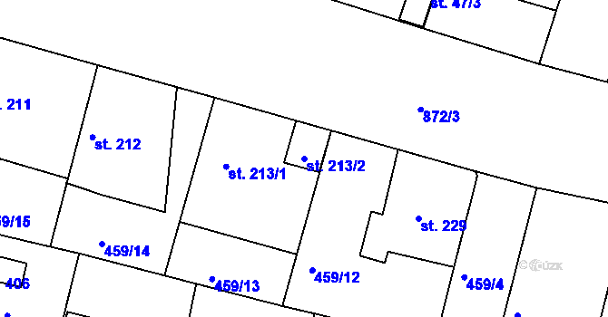 Parcela st. 213/2 v KÚ Bobnice, Katastrální mapa