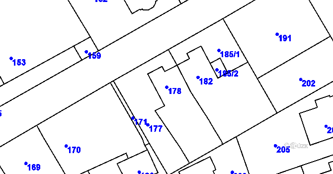 Parcela st. 178 v KÚ Dolní Bobrová, Katastrální mapa
