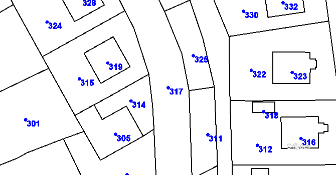 Parcela st. 317 v KÚ Dolní Bobrová, Katastrální mapa
