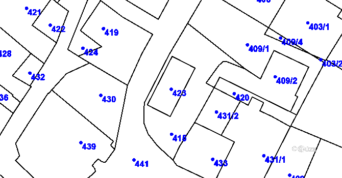 Parcela st. 423 v KÚ Dolní Bobrová, Katastrální mapa