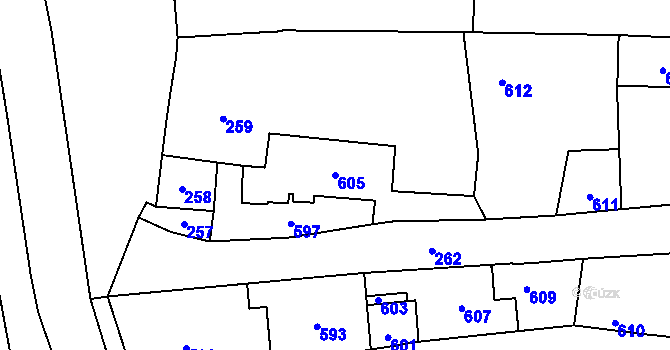 Parcela st. 605 v KÚ Dolní Bobrová, Katastrální mapa