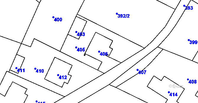 Parcela st. 406 v KÚ Horní Bobrová, Katastrální mapa