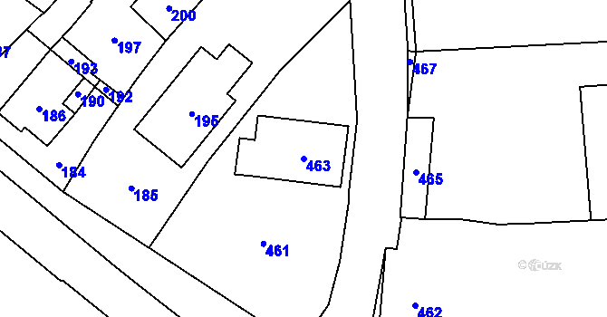Parcela st. 463 v KÚ Horní Bobrová, Katastrální mapa