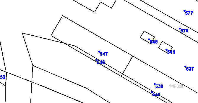 Parcela st. 547 v KÚ Horní Bobrová, Katastrální mapa