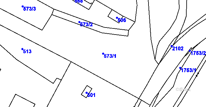 Parcela st. 573/1 v KÚ Horní Bobrová, Katastrální mapa