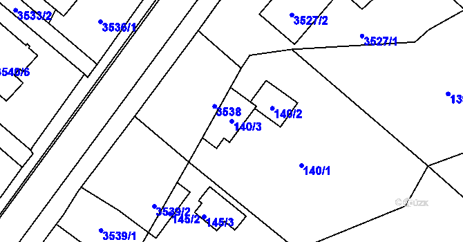 Parcela st. 140/3 v KÚ Bobrovníky, Katastrální mapa