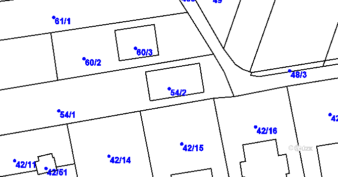 Parcela st. 54/2 v KÚ Bobrovníky, Katastrální mapa