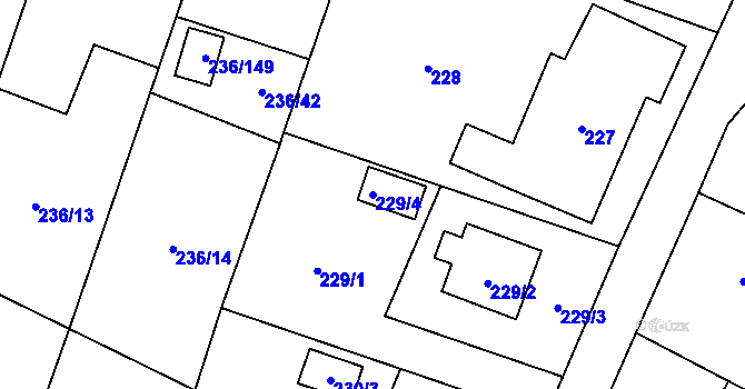 Parcela st. 229/4 v KÚ Bobrovníky, Katastrální mapa