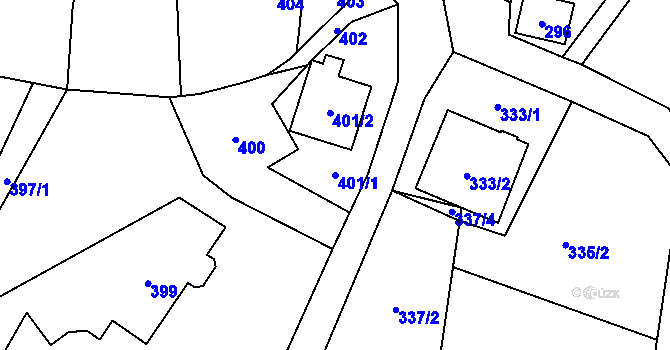 Parcela st. 401/1 v KÚ Bobrovníky, Katastrální mapa