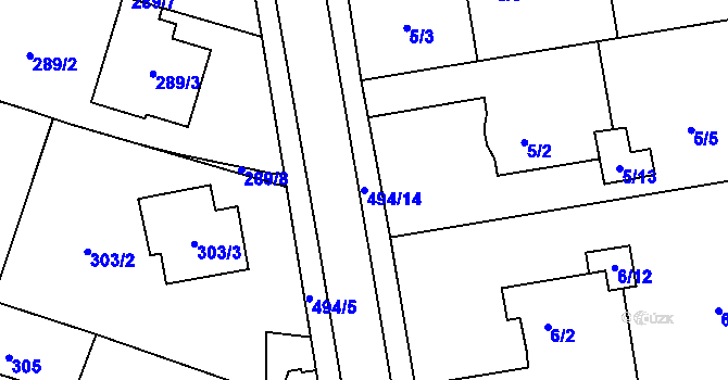 Parcela st. 494/14 v KÚ Bobrovníky, Katastrální mapa