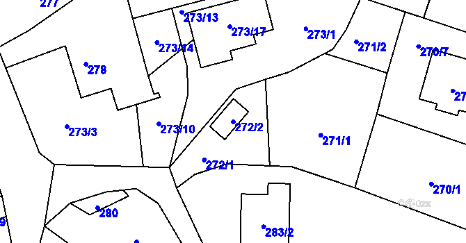 Parcela st. 272/2 v KÚ Bobrovníky, Katastrální mapa