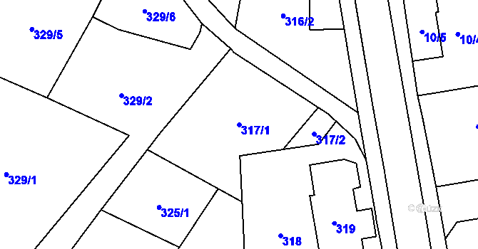 Parcela st. 317/1 v KÚ Bobrovníky, Katastrální mapa