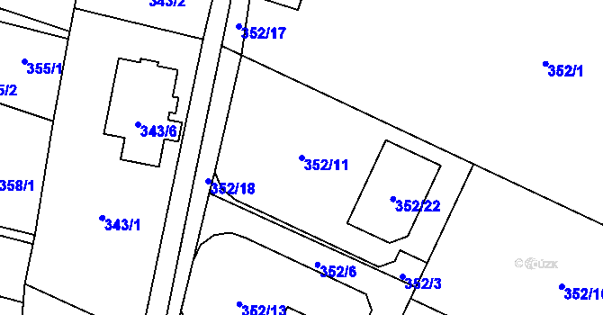 Parcela st. 352/11 v KÚ Bobrovníky, Katastrální mapa