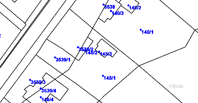 Parcela st. 145/3 v KÚ Bobrovníky, Katastrální mapa