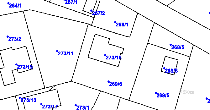 Parcela st. 273/16 v KÚ Bobrovníky, Katastrální mapa