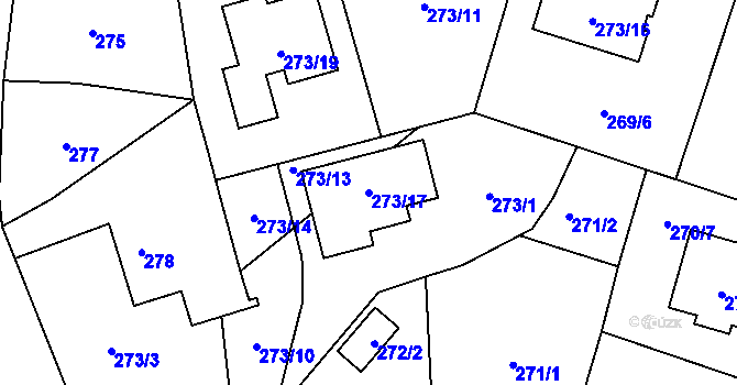 Parcela st. 273/17 v KÚ Bobrovníky, Katastrální mapa