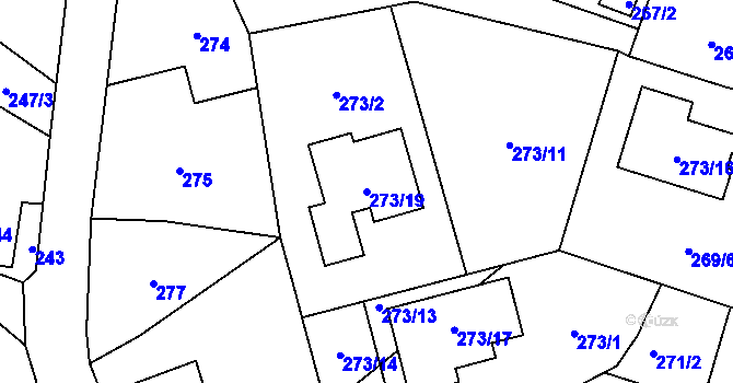 Parcela st. 273/19 v KÚ Bobrovníky, Katastrální mapa