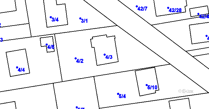 Parcela st. 4/3 v KÚ Bobrovníky, Katastrální mapa