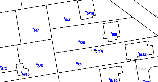 Parcela st. 5/8 v KÚ Bobrovníky, Katastrální mapa