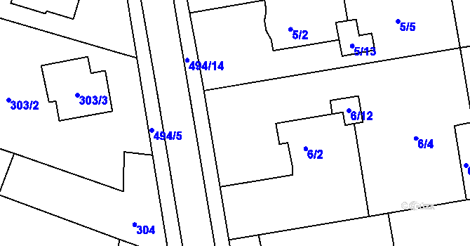 Parcela st. 6/3 v KÚ Bobrovníky, Katastrální mapa