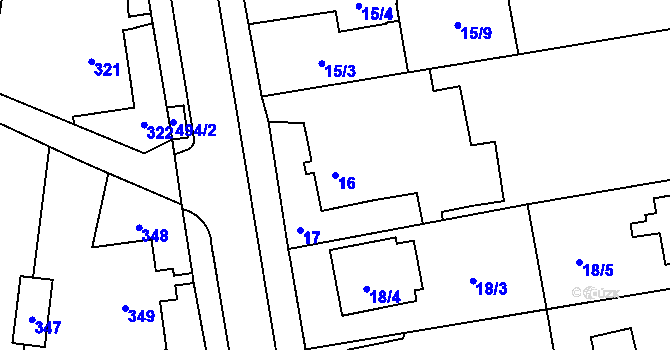 Parcela st. 16 v KÚ Bobrovníky, Katastrální mapa