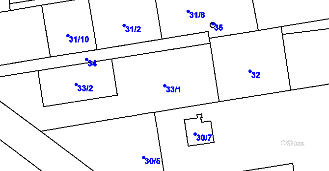 Parcela st. 33/1 v KÚ Bobrovníky, Katastrální mapa