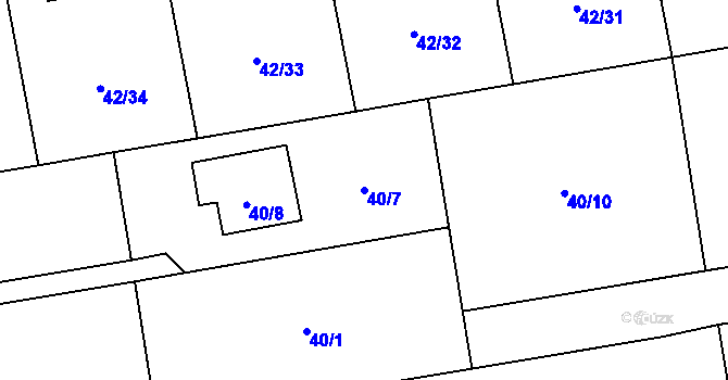 Parcela st. 40/7 v KÚ Bobrovníky, Katastrální mapa