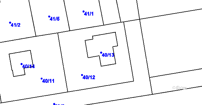 Parcela st. 40/13 v KÚ Bobrovníky, Katastrální mapa
