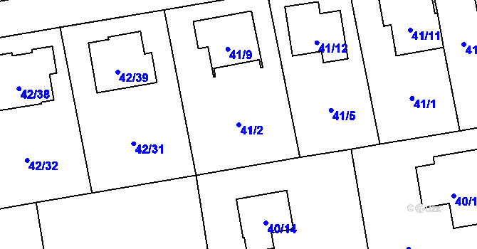 Parcela st. 41/2 v KÚ Bobrovníky, Katastrální mapa