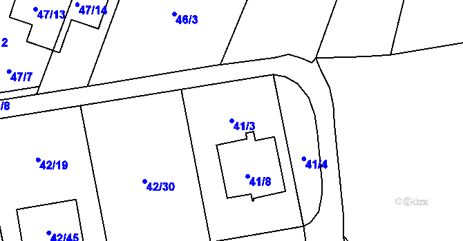 Parcela st. 41/3 v KÚ Bobrovníky, Katastrální mapa
