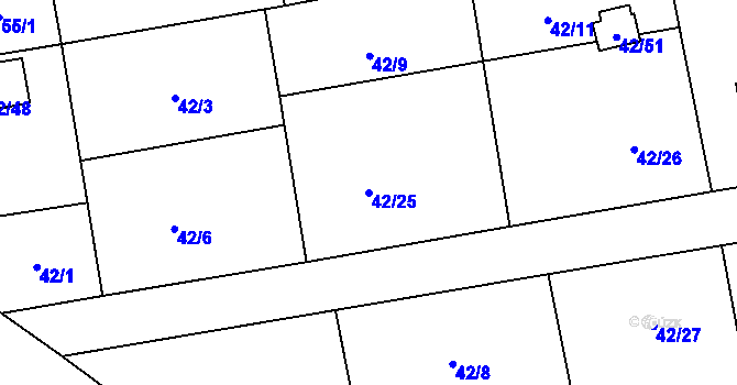 Parcela st. 42/25 v KÚ Bobrovníky, Katastrální mapa