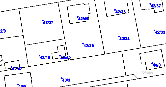 Parcela st. 42/35 v KÚ Bobrovníky, Katastrální mapa