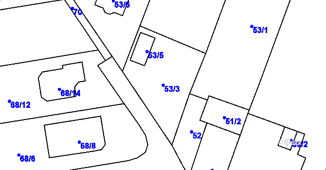 Parcela st. 53/3 v KÚ Bobrovníky, Katastrální mapa