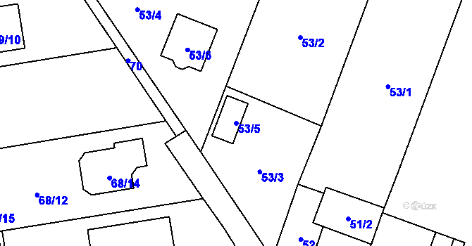 Parcela st. 53/5 v KÚ Bobrovníky, Katastrální mapa