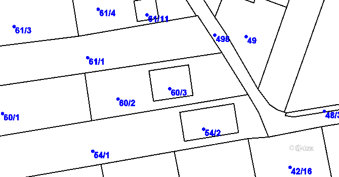 Parcela st. 60/3 v KÚ Bobrovníky, Katastrální mapa