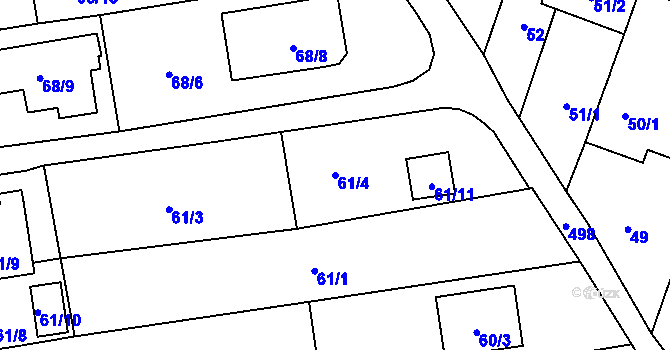 Parcela st. 61/4 v KÚ Bobrovníky, Katastrální mapa