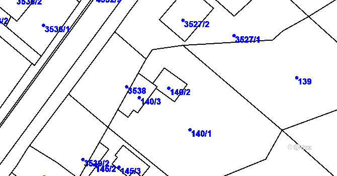 Parcela st. 140/2 v KÚ Bobrovníky, Katastrální mapa