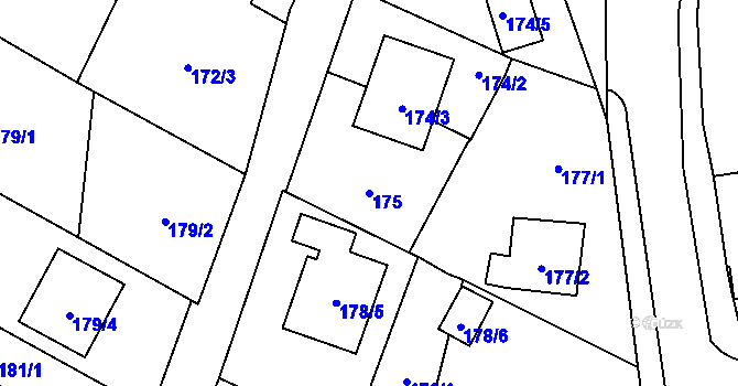 Parcela st. 175 v KÚ Bobrovníky, Katastrální mapa