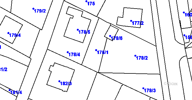 Parcela st. 178/1 v KÚ Bobrovníky, Katastrální mapa