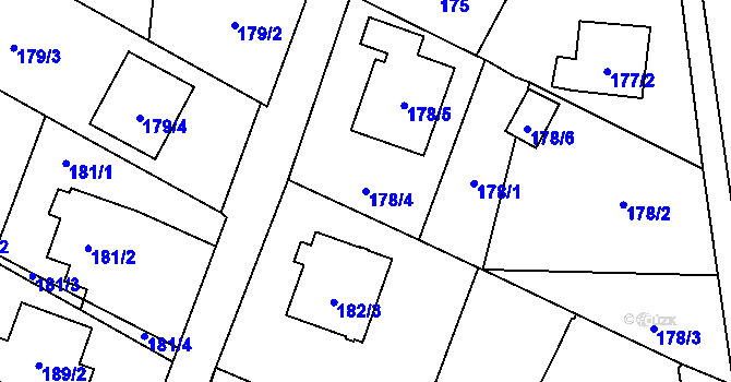 Parcela st. 178/4 v KÚ Bobrovníky, Katastrální mapa