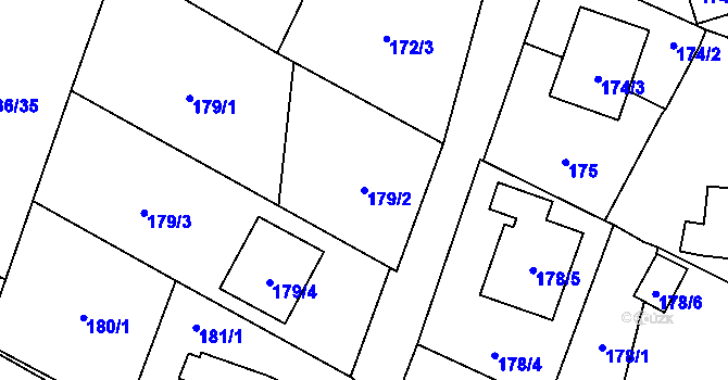 Parcela st. 179/2 v KÚ Bobrovníky, Katastrální mapa