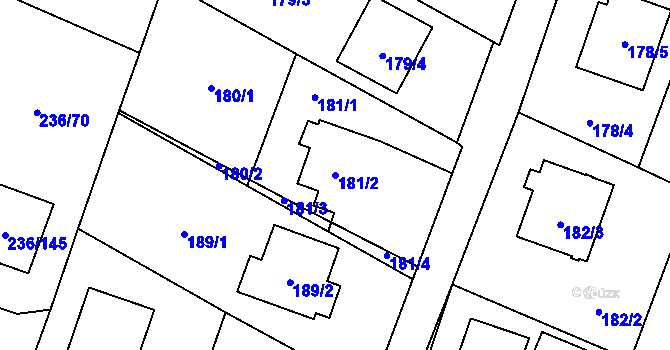 Parcela st. 181/2 v KÚ Bobrovníky, Katastrální mapa