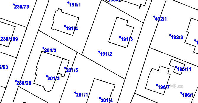 Parcela st. 191/2 v KÚ Bobrovníky, Katastrální mapa