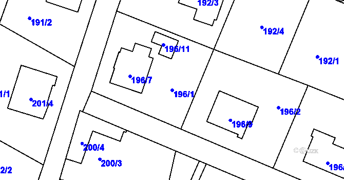 Parcela st. 196/1 v KÚ Bobrovníky, Katastrální mapa
