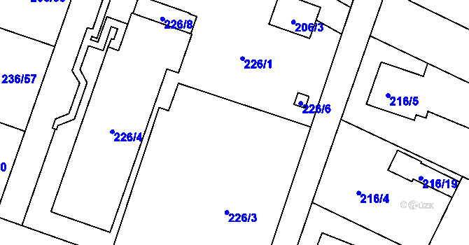 Parcela st. 226/5 v KÚ Bobrovníky, Katastrální mapa