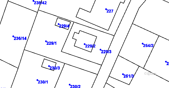 Parcela st. 229/2 v KÚ Bobrovníky, Katastrální mapa