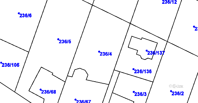 Parcela st. 236/4 v KÚ Bobrovníky, Katastrální mapa