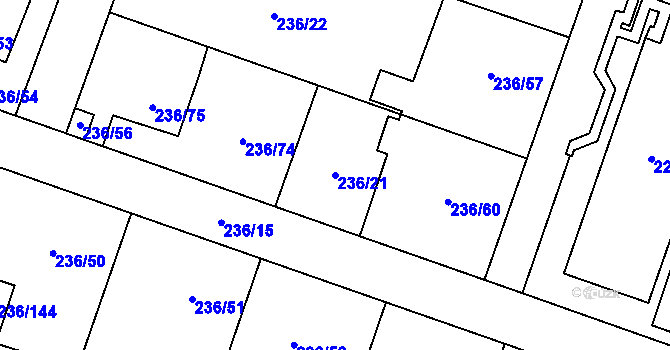 Parcela st. 236/21 v KÚ Bobrovníky, Katastrální mapa